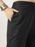Janasya Women's Black Cotton Solid A-line Co-ord Set